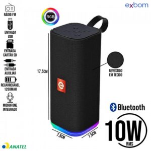 Caixa de som Bluetooth 10w CS-M33BTL Exbom